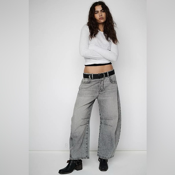NEW Free people We The Free Good Luck Mid-Rise Barrel Jeans - Picture 1 of 17